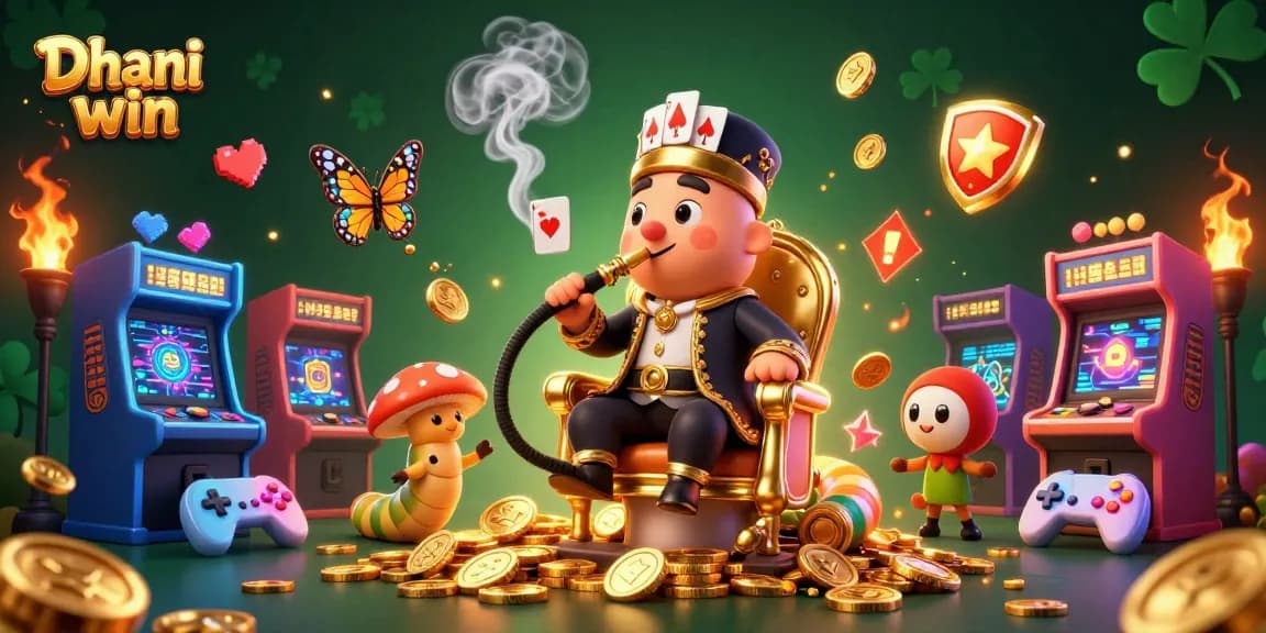Dhani win offers an amazing gaming experience through exciting illustrations of a vibrant casino atmosphere, showcasing colorful gaming elements.