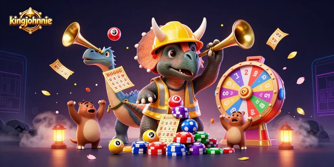 Experience the thrill of kingjohnnie with colorful lottery balls and dynamic casino elements.