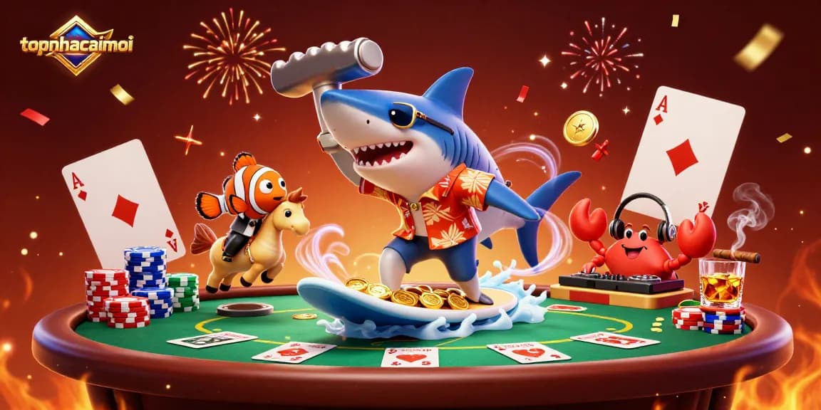 Experience the excitement of topnhacaimoi with thrilling poker action in a vibrant 3D illustration.