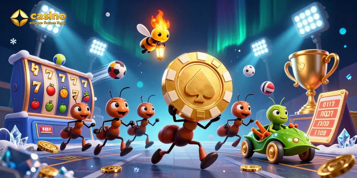 Ants en plein vol de jetons de poker dans un casino en ligne légal en France, ambiance festive.