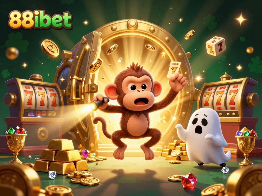Experience thrilling gameplay at 88ibet with immersive slots and captivating jackpots featured in this dynamic casino illustration.
