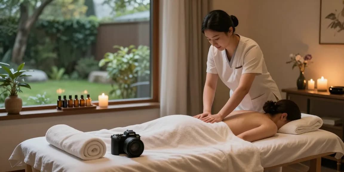 마사지 치료 중인 아늑한 스파 환경과 편안한 조명