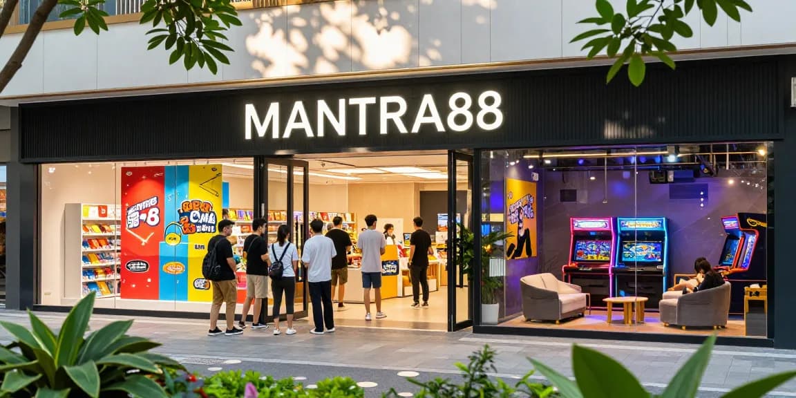 mantra88 login - Vibrant storefront of MANTRA88 showcasing entertainment and shopping.