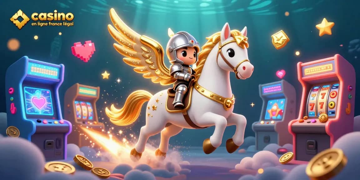 Profitez des meilleurs jeux dans un casino en ligne France légal avec une scène colorée de machines à sous 3D fascinantes.