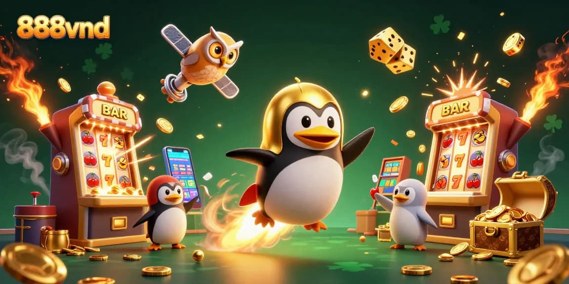 Experience thrilling moments with 888vnd in a vibrant 3D casino scene featuring exciting game elements.