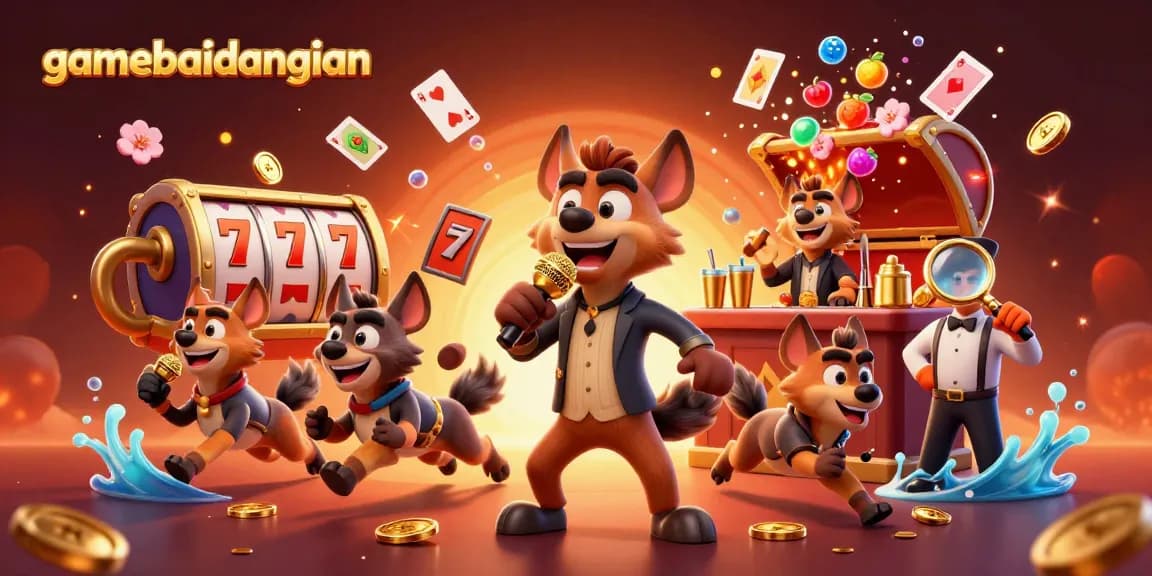 Experience gamebaidangian's vibrant casino atmosphere with lively hyenas mixing drinks and performing comedy.