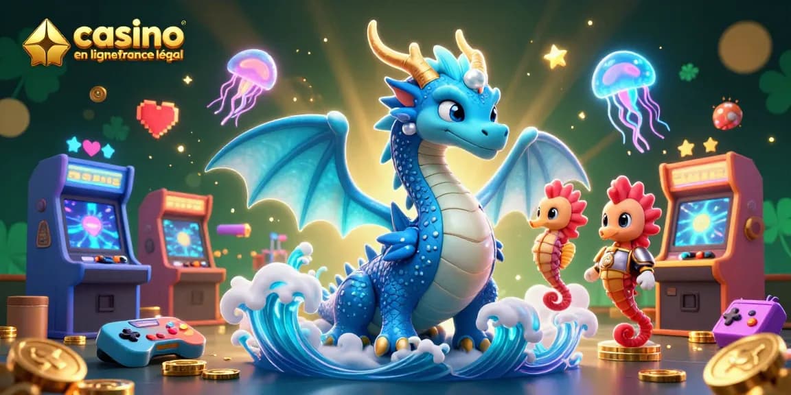 Plongez dans l'univers des casinos en ligne légaux en France avec notre dragon majestueux et des machines à sous colorées.