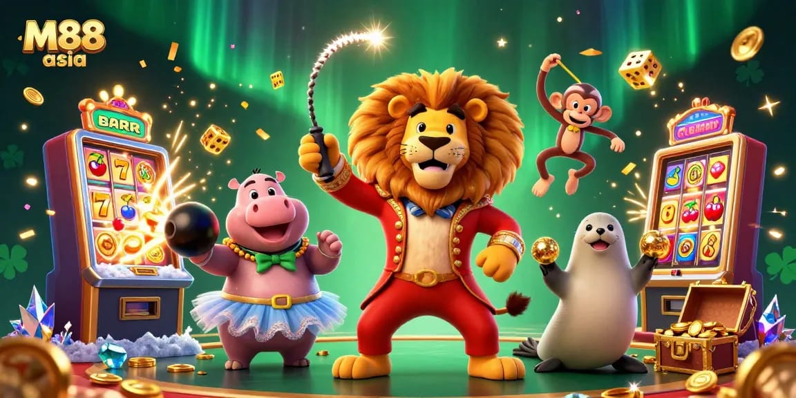 Experience thrilling gameplay at M88 asia with vibrant casino characters and action-packed gaming elements.