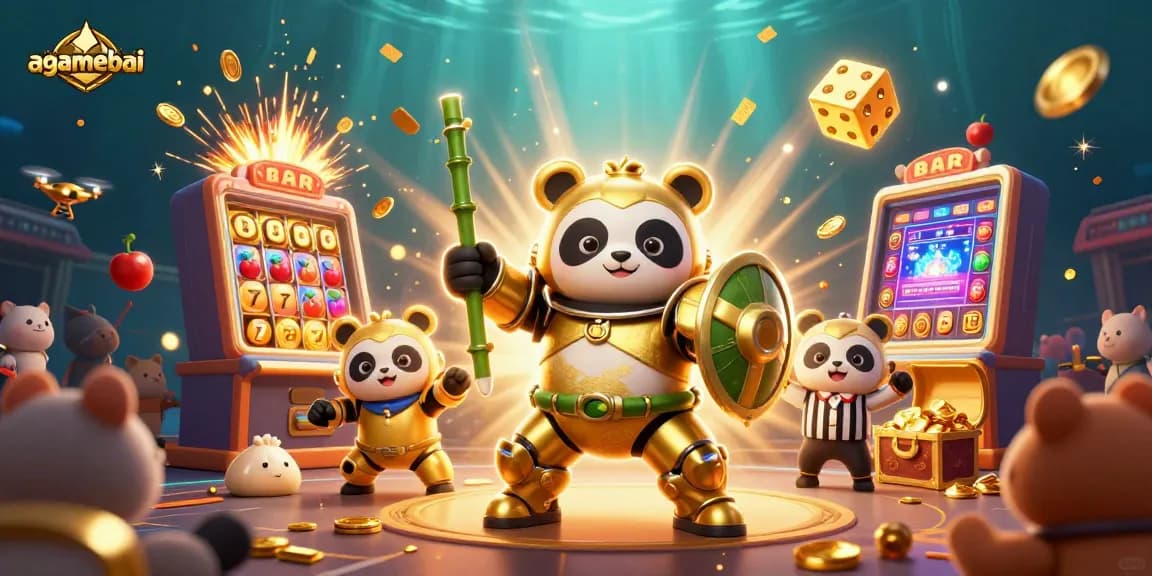 Join the excitement of agamebai as the golden panda battles in a vibrant casino arena!