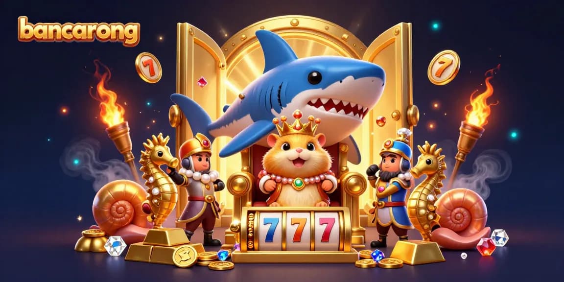 Engage in the vibrant world of bancarong, featuring a golden hamster king amidst slot reels and treasures.