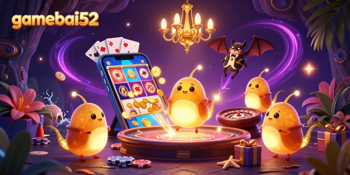 Engage with the thrilling atmosphere of gamebai52 as glowworms illuminate a vibrant cave casino.