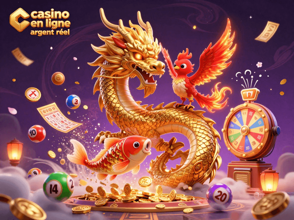 Jouez au casino en ligne argent réel avec des dragons, phoenix et des éléments de loterie dynamiques.