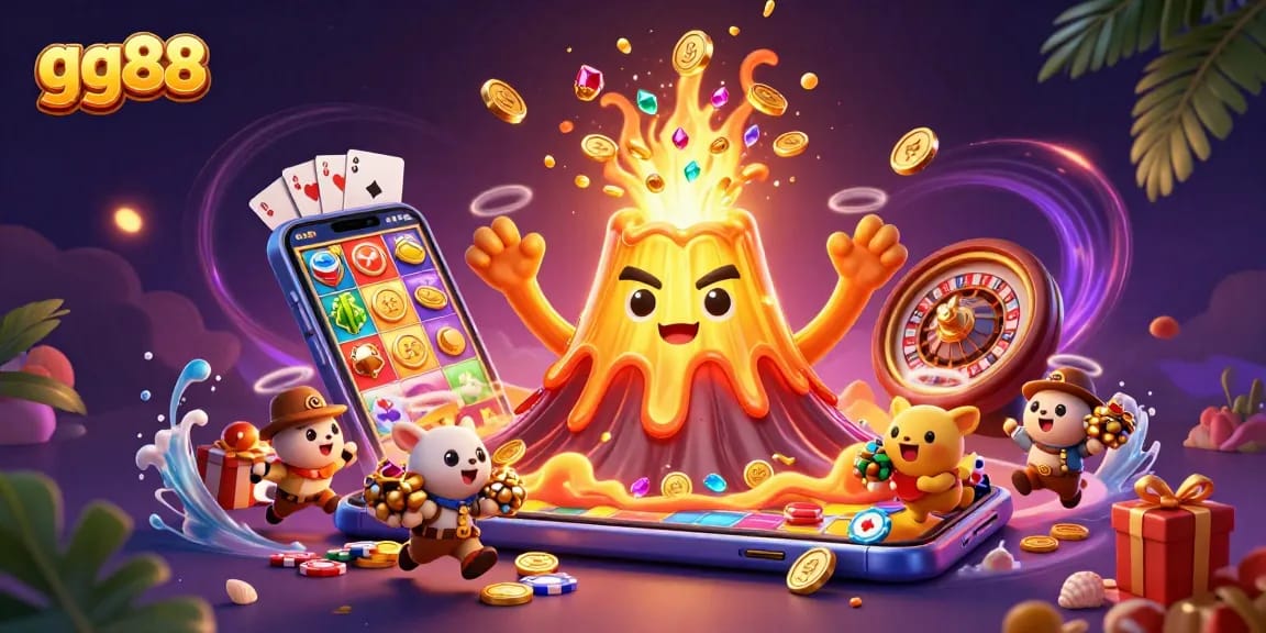 Experience the excitement of gg88 with a vibrant scene of treasure and gaming elements.