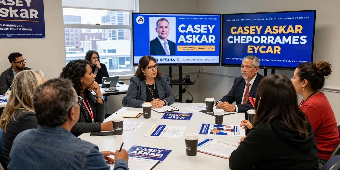 Voters discussing Casey Askar's past during a community meeting.