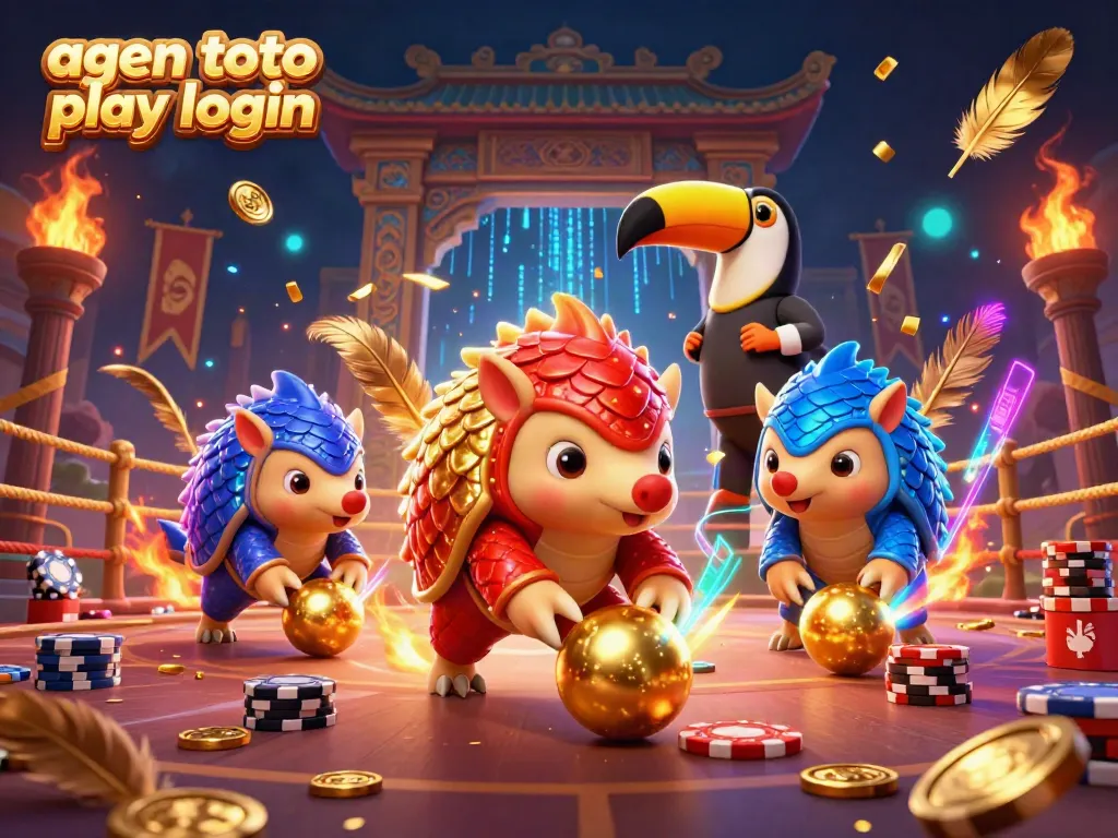 Experience the excitement of agen toto play login with vibrant pangolins in a dynamic casino scene.