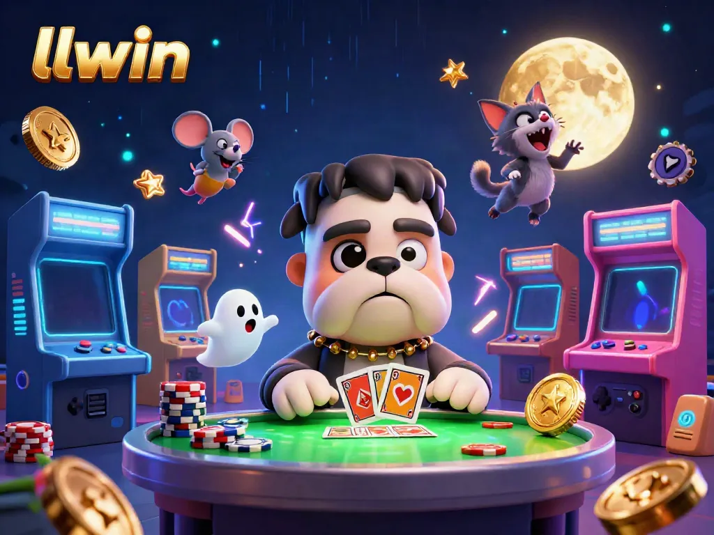 Experience llwin's vibrant casino atmosphere with colorful game elements and engaging characters.