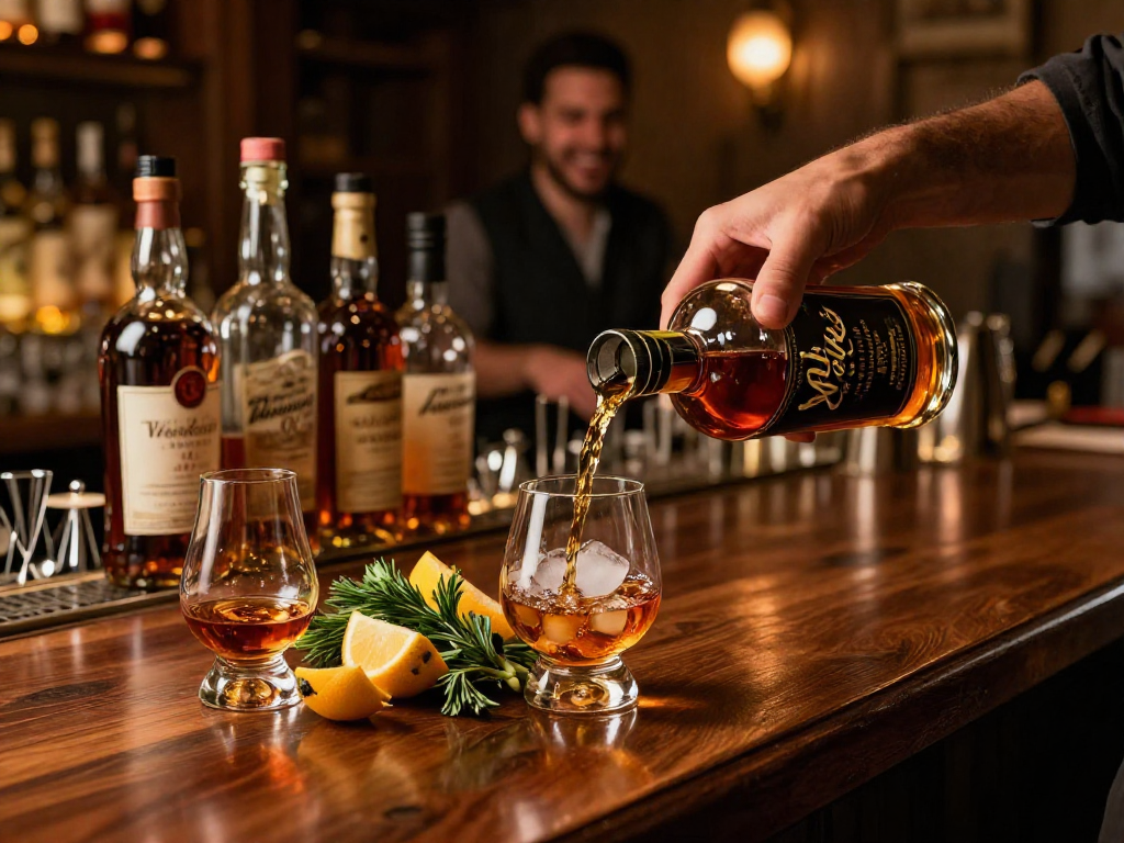 Weller Antique 107 Bourbon served in a stylish bar setting with rich ambiance.