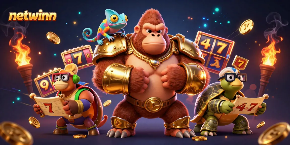 Experience the thrill at Netwinn with a powerful gorilla king and dynamic gambling elements in an engaging atmosphere.
