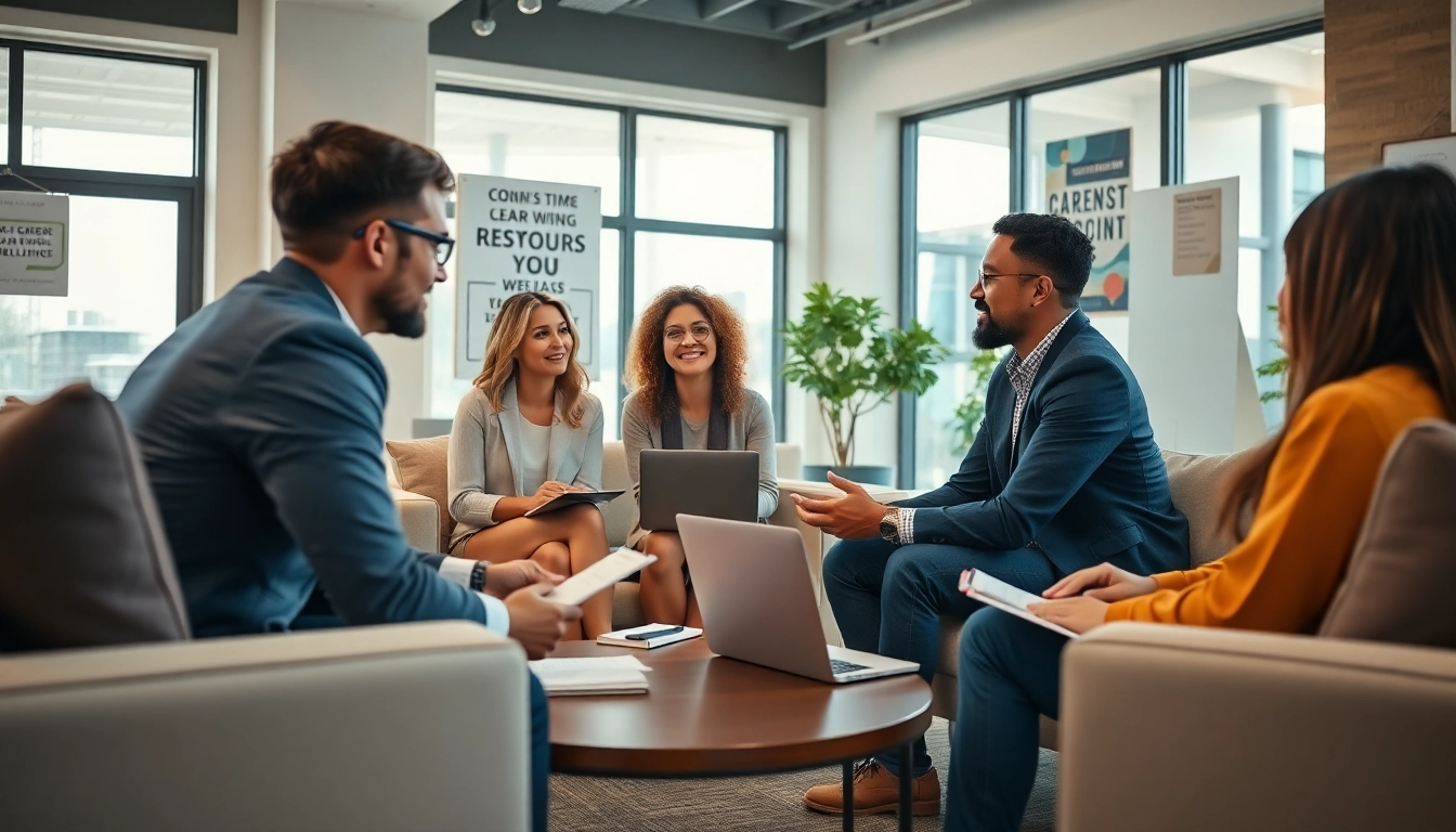 Engaging career coaching session showcasing professionals in discussion, fostering personal growth.