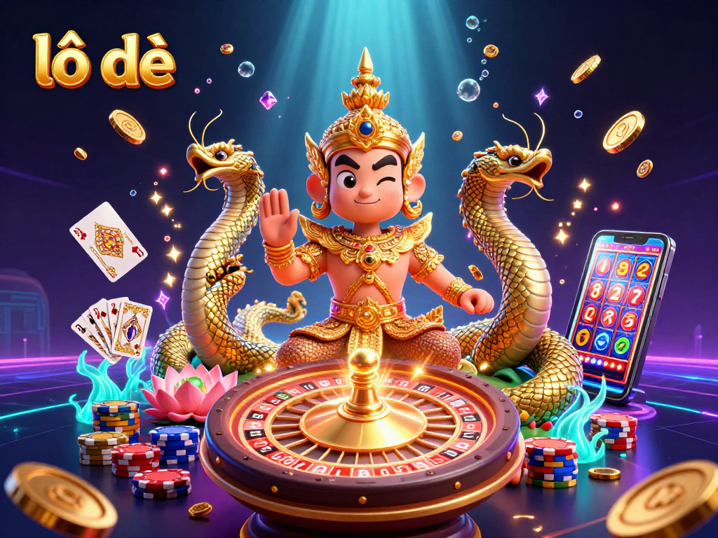 Experience vibrant lô đề action with a 3D guardian and gameplay elements in this captivating scene.