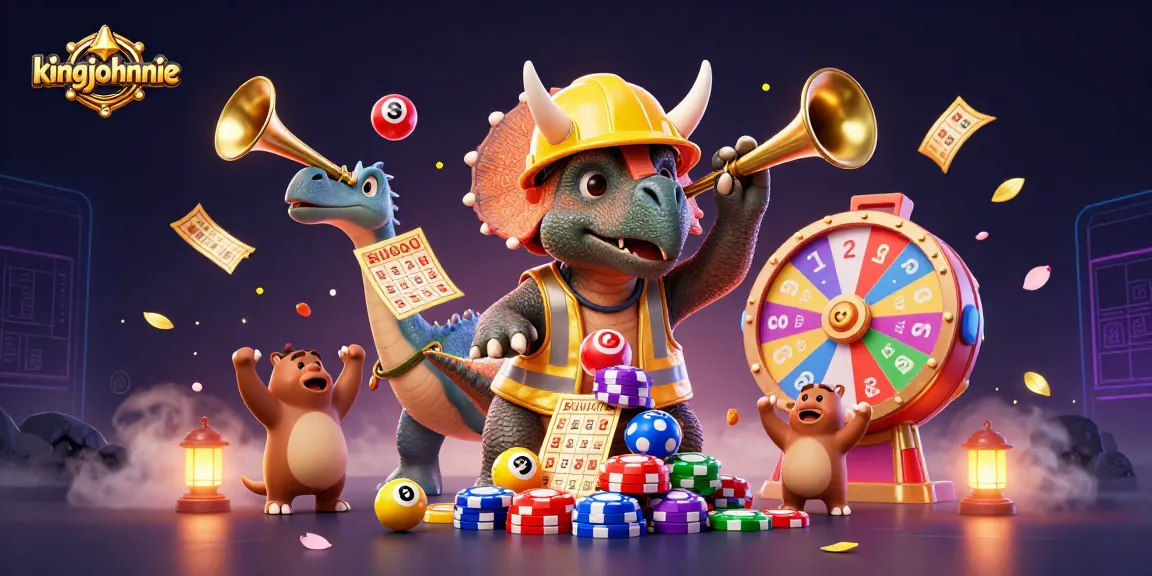 Experience the thrill of kingjohnnie with colorful lottery balls and dynamic casino elements.