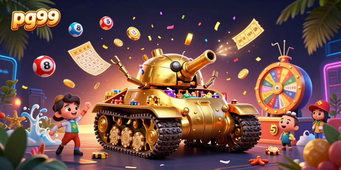 Experience the excitement of pg99 with dynamic casino action featuring a golden beetle tank and lively elements.