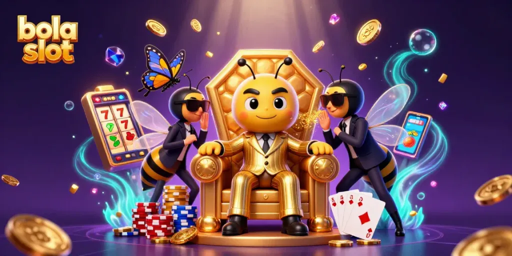 Experience the thrilling action of bola slot with animated characters and shimmering casino elements
