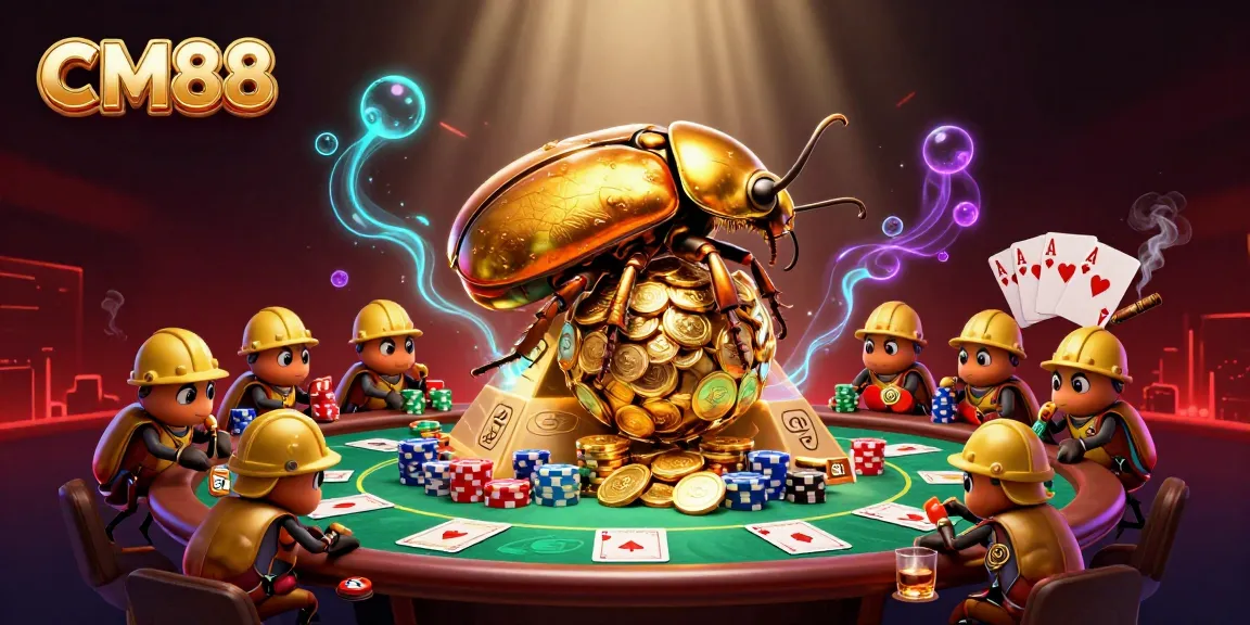 Engage with CM88's dynamic casino illustration showcasing vibrant game elements.