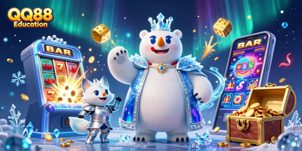 Experience the excitement of QQ88 Education with a dazzling 3D casino scene featuring dynamic game elements.
