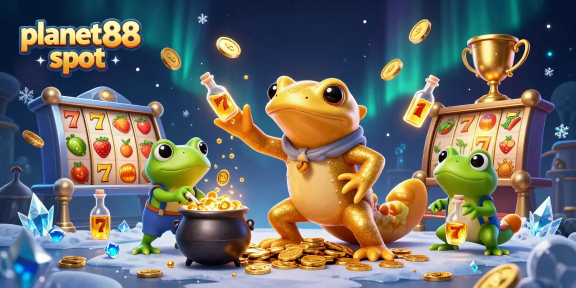 Celebrate wins at planet88 slot with a magical alchemist scene filled with gold coins and vibrant gambling elements.