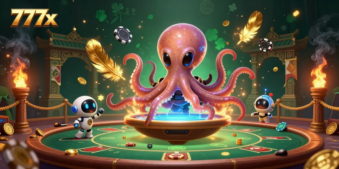Experience the excitement of 777x with a vibrant and rich casino-themed illustration featuring gaming elements.