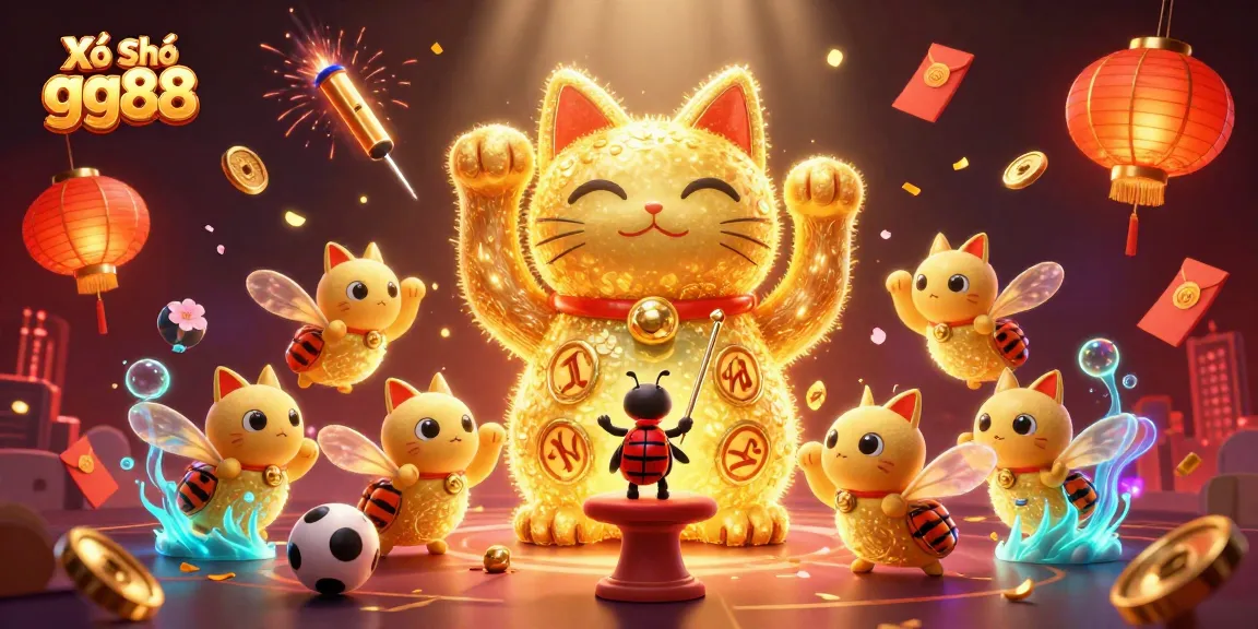 Xổ Số gg88 - Experience the thrill of lottery predictions with a lively cat illustration.