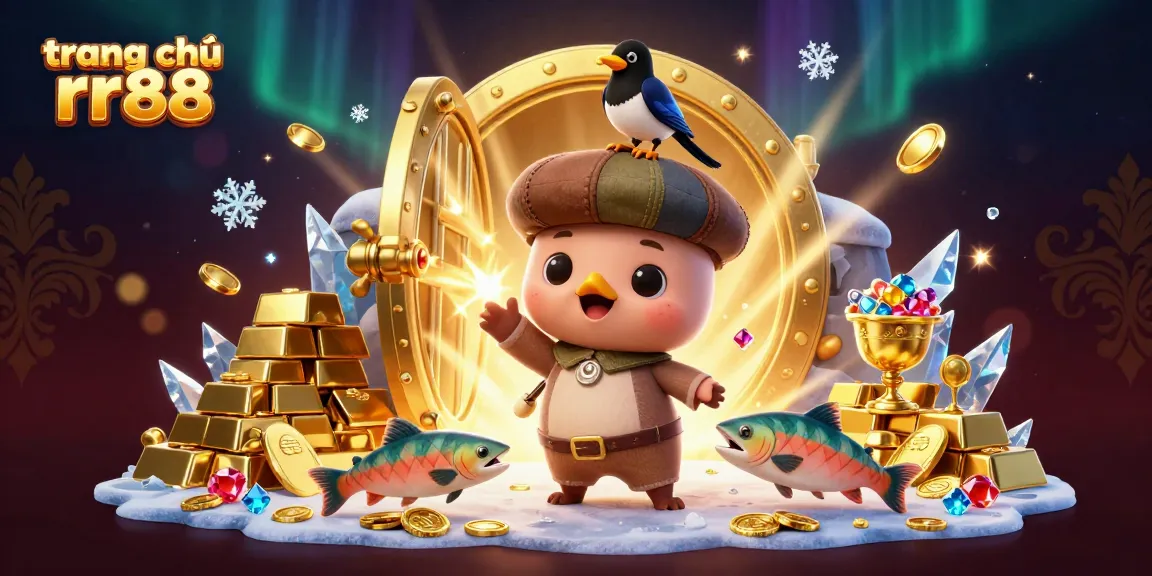 Engage with the vibrant scene at trang chủ rr88 featuring a playful Nessie with treasures bursting from a vault.