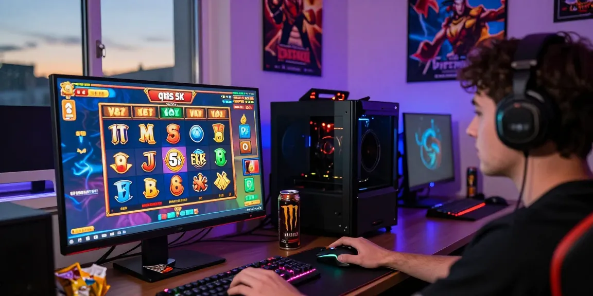 Exciting gameplay scene featuring a player immersed in slot qris 5k on a vibrant desktop setup.