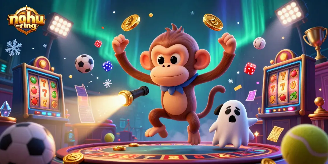 Experience the excitement of nohu-ring as a mischievous monkey juggles coins in a haunted casino.