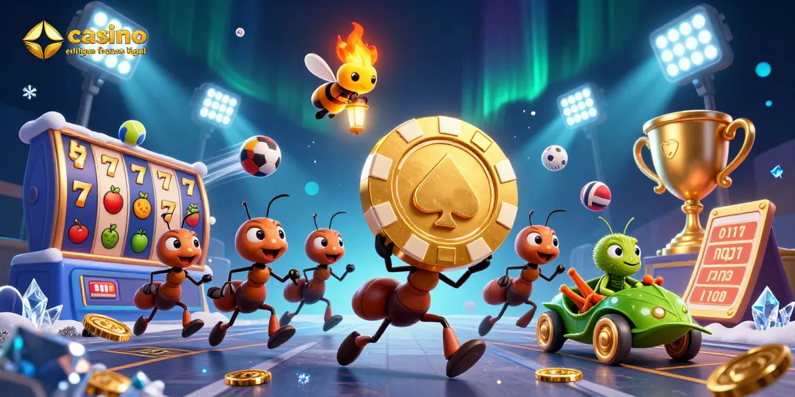 Ants en plein vol de jetons de poker dans un casino en ligne légal en France, ambiance festive.
