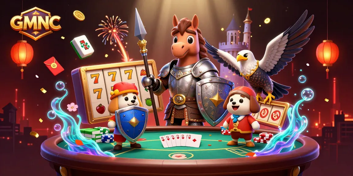 Engage in thrilling gaming adventures with GMNC's vibrant 3D casino illustration.