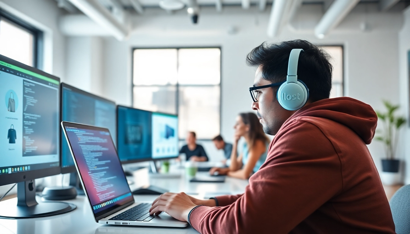 Enhance your Shopify website development services with expert developers collaborating on innovative designs.