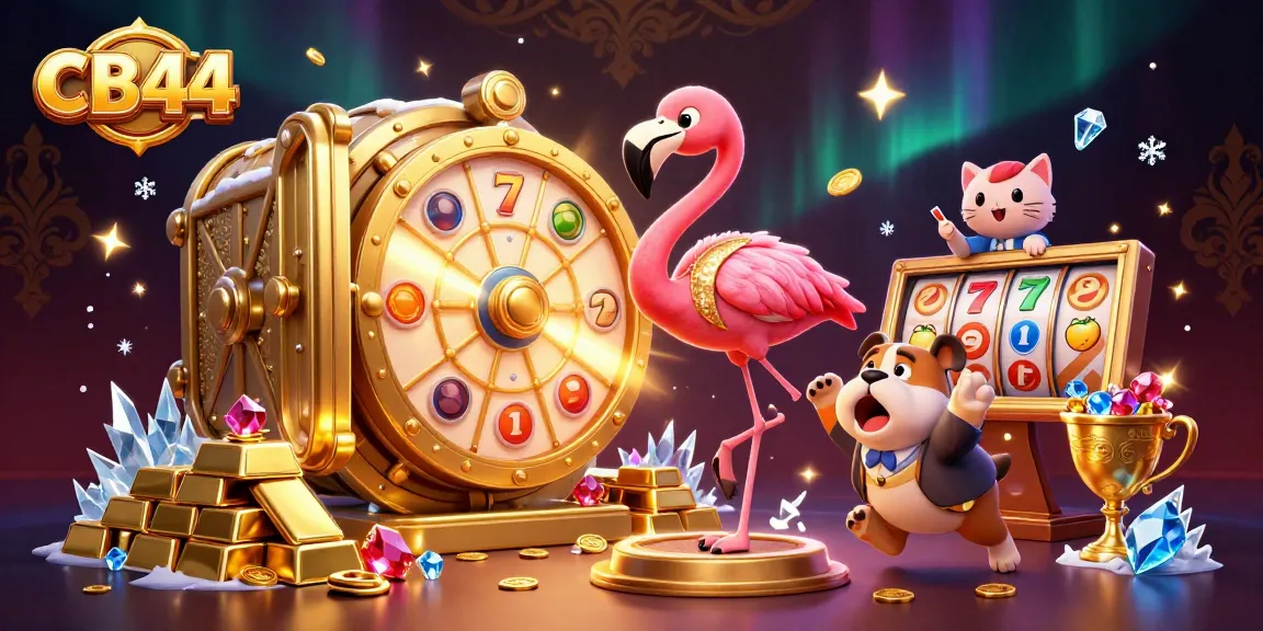 Engage in thrilling gameplay with CB44's vibrant 3D illustration showcasing casino excitement and wins.