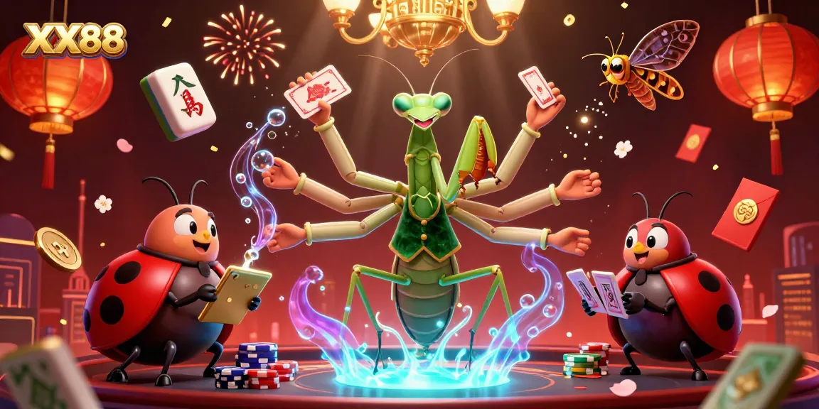 Experience vibrant XX88 gaming with unique characters and festive casino elements.