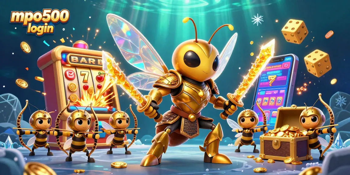 Play mpo500 login with excitement in this vibrant 3D casino illustration featuring dynamic gaming elements.