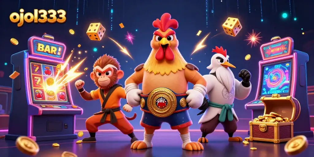 Experience the thrill of ojol333 with vibrant characters and dynamic casino game elements.