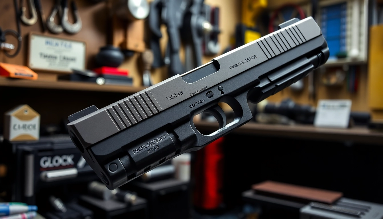 Inspect high-quality Glock 48 slide showcasing detailed craftsmanship and metallic texture.