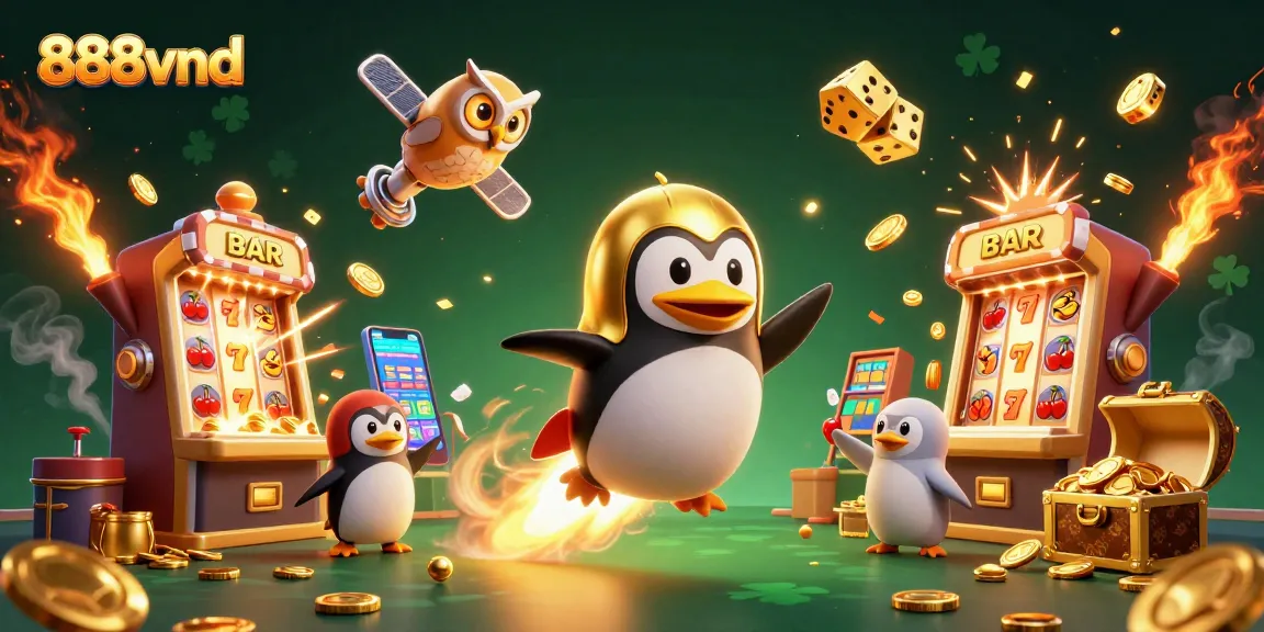 Experience thrilling moments with 888vnd in a vibrant 3D casino scene featuring exciting game elements.