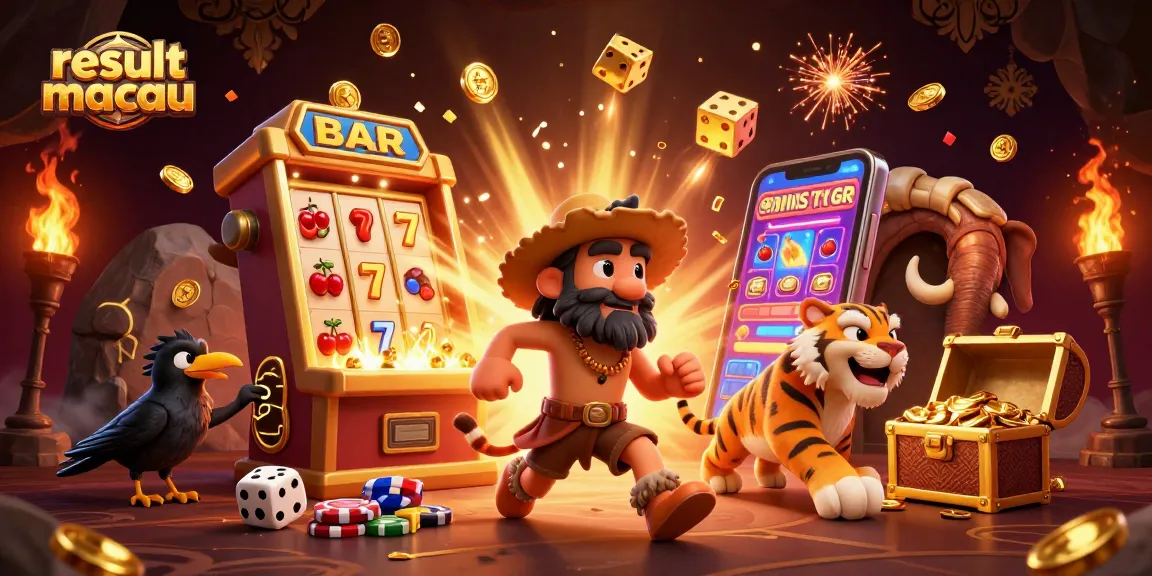 Experience exciting wins at result macau with a vibrant prehistoric casino illustration.