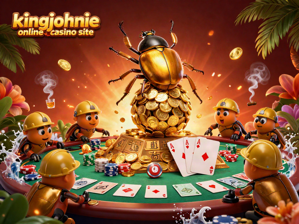 Experience thrilling games at the kingjohnnie online casino site with a vibrant casino illustration.