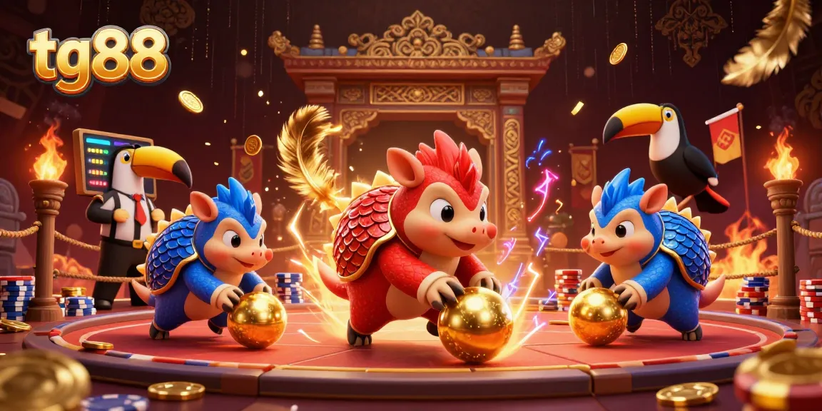 Experience dynamic gaming action at tg88 with rival pangolins competing in a vibrant casino setting.